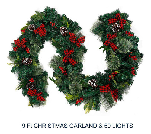 . Mc Guirnalda De Navidad De 2.7 M Con 50 Luces, Guirnalda