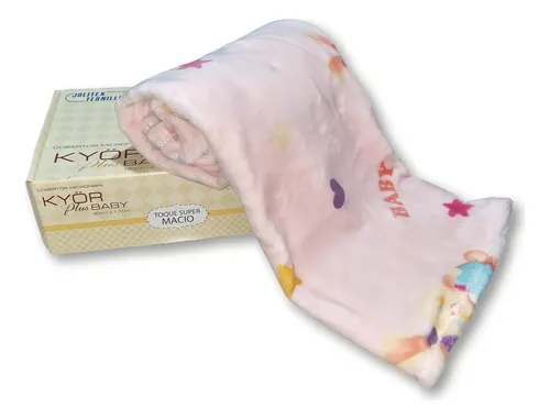 Cobertor De Berço Bebê Flannel Kyor Menina Jolitex Cor Rosa
