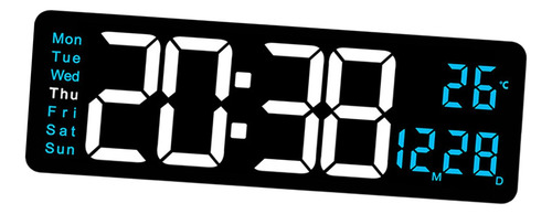 Reloj De Pared Digital Temperatura Fecha Semana Azul