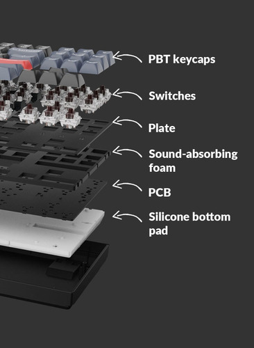 Imagen 9 de 10 de Teclado Mecanico Wireless Keychron K8 Pro Programable Custom Qmk Via Aluminio Rgb Qwerty Gateron Blue Switch Hotswappable Distribución Ansi Inglés Us Bluetooth Gamer Coder Pc Mac Tamaño Layout 80%