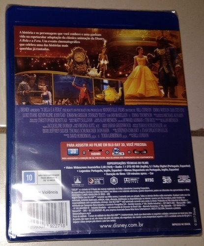 Imagem 2 de 2 de Blu-ray 3d A Bela E A Fera 2017 (lacrado)