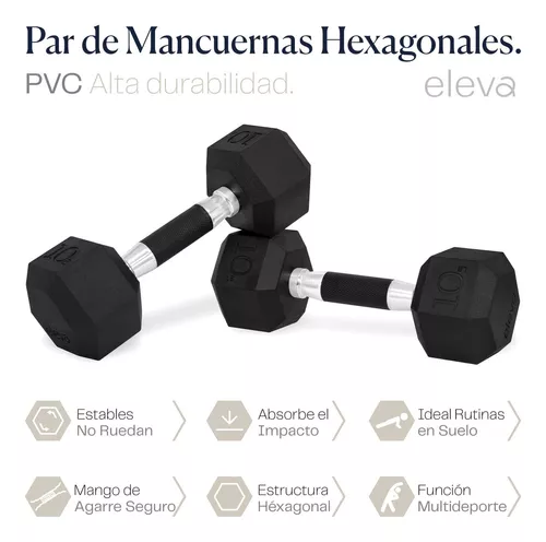 Par Mancuernas 10 LB C/U Hexagonales de Acero sin Forro