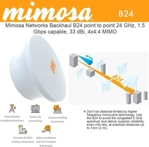 Mimosa Backhaul B24 Punta A Punto 24 Ghz, 1,5 Gbps