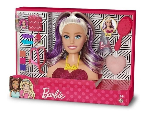 Imagem 2 de 8 de Barbie Busto Maquiar E Pentear Original Mattel Com 24 Itens
