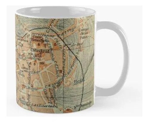 Taza Mapa De Oviedo España Vintage (1913) Calidad Premium