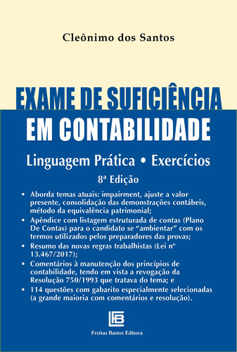 Exame de suficiência em contabilidade, de dos Santos, Cleônimo. Editora Freitas Bastos, capa mole em português, 2018