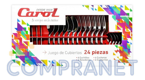 Juego Cubiertos Acero 24 Piezas En Caja Carol Lisos -  11460