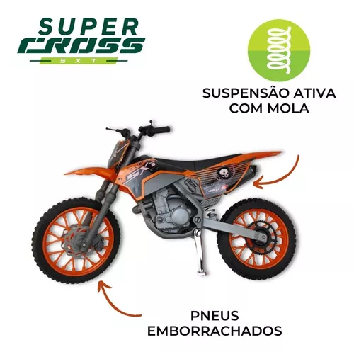 Moto Super Cross Sxt Pneus De Borracha E Suspensão Laranja