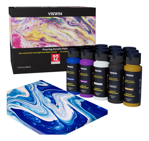 Viswin Pintura Acrilica Para Verter Color Oz Fl Juego Alto