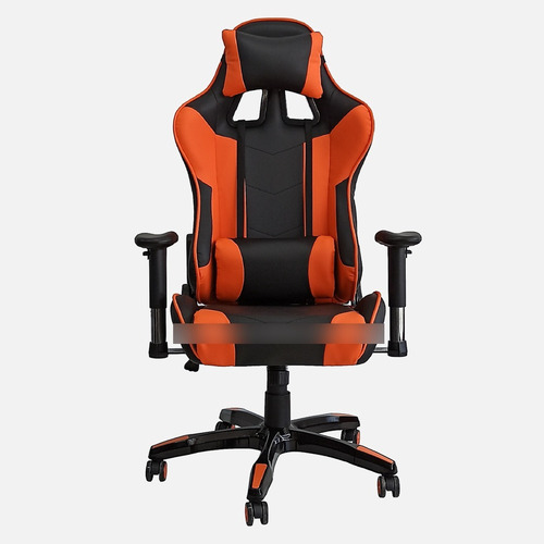 Imagen 2 de 4 de Silla Gamer Oficina Ergonómica Reclinable Naranja Escritorio