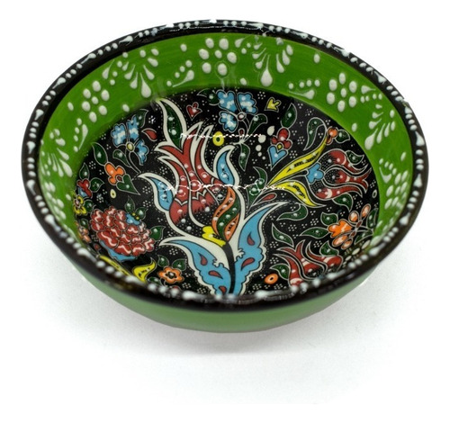 Bowl Turco De Cerámica Pintada A Mano | 12cm | Verde