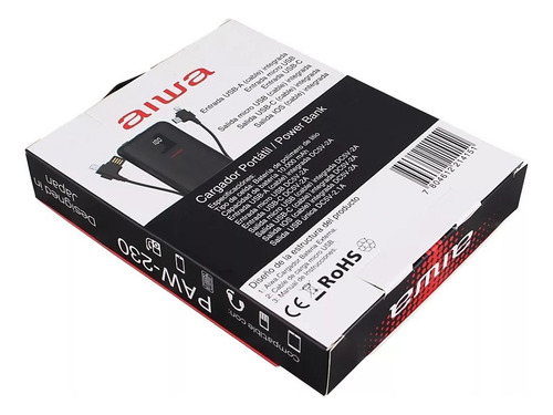 Cargador Portátil Aiwa 10.000 Usb 4 En 1 Universal Paw-230