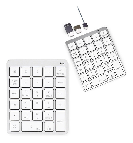 Teclado Numérico Inalámbrico Bluetooth Con Usb Hub Recargabl