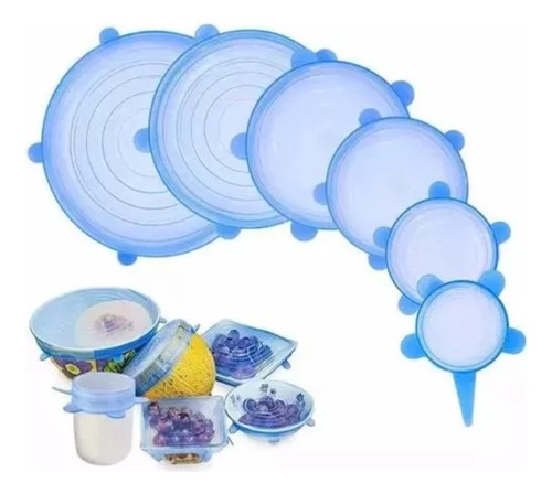 Tapas De Silicon Antiderrame Reusable 6 Piezas