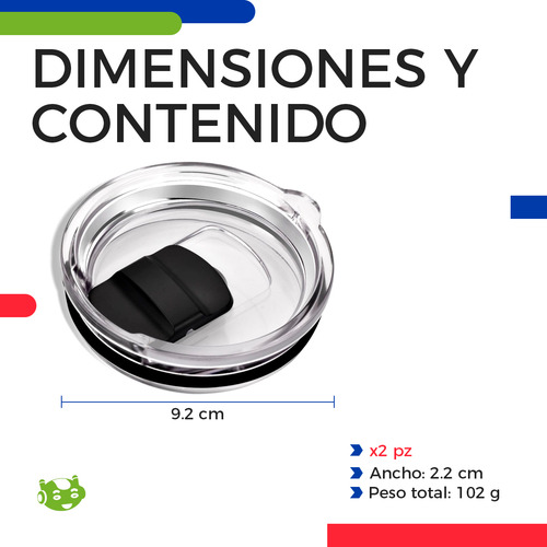 Pack 2 Tapas De Repuesto Plástica Antiderrames Con Sellos Herméticos Para Vaso Térmico Universal De 30oz Slim Company