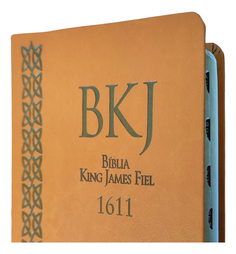 Biblia King James 1611 Com Pilcrows, Referencias, Profecias Messianicas E Palavras Em Vermelho - Capa Luxo Caramelo Com Indice