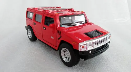 Hummer H2 Suv 2008, Roja, Escala 1:36, 12cms Largo, Metal