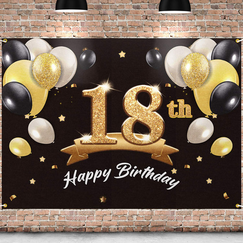 Pancarta 18 Cumpleaño Texto Ingl  Happy 18th Birthday  Para