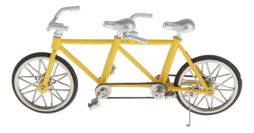 Modelo De Bicicleta Tándem Artesanía De Plata Amarillo