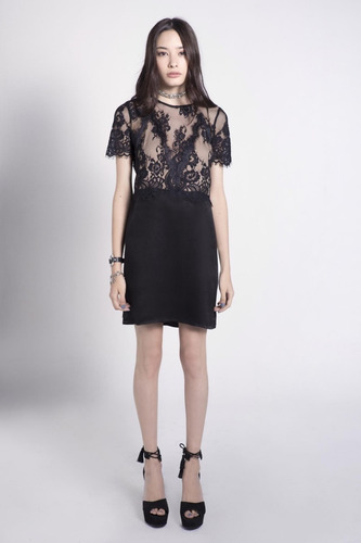Vestido Rapsodia 2018 Negro Y Nude Con Encaje