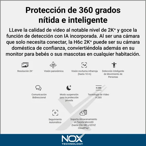 Pack X 2 Cámara Seguridad H6c Wifi Ezviz 2k+ 4mp + Mem. 32gb