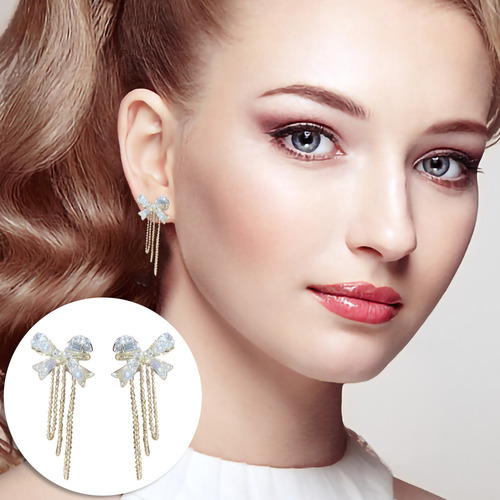 Pendientes De Cadena Con Forma De Lazo Para Mujer, De Shiny