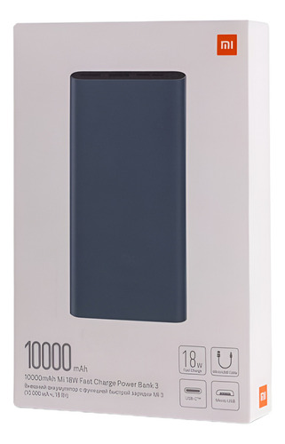 Carregador Portátil Power Bank Fast Charge Xiaomi 10000mah Cor Preto