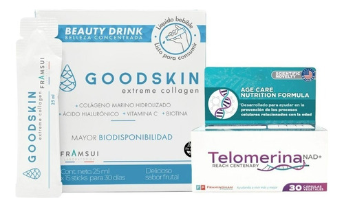 Combo Goodskin Collagen + Telomerina 30 Capsulas Sabor Frutal