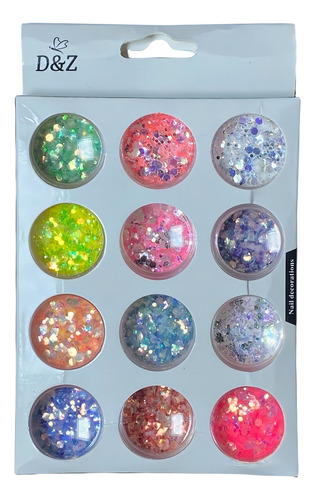 Gliter Flocado Decoração De Unhas Encapsular - 12 Cores Cor Flocado Neon
