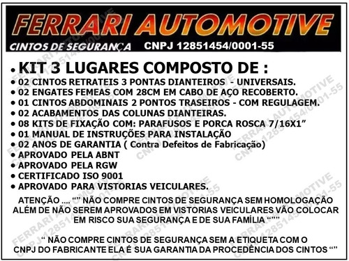 Kit Cinto De Segurança Para Caminhão Mercedes 608 609 709 91