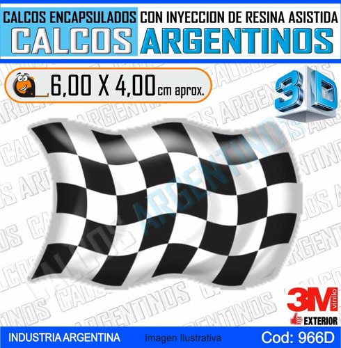 Calcos Encapsulado C/resina 3m Domes Bandera A Cuadros