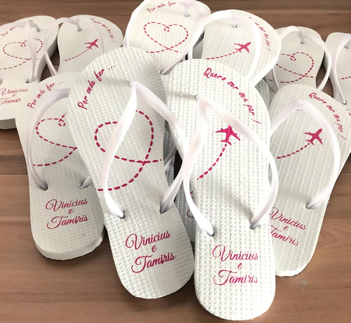 Kit 40un Copo E Chinelo Personalizado Casamento E Eventos