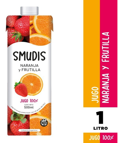 Jugo Smudis Naranja Y Frutilla 1 L - Sin Azúcar Agregada