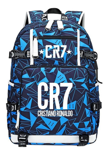 Mochila Escolar De Estrella De Fútbol Ronaldo Cr7 Con Usb