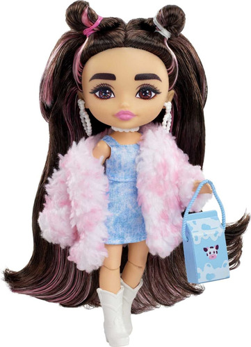 Muñeca Barbie, Muñeca Barbie Extra Minis Con Pelo Castaño,