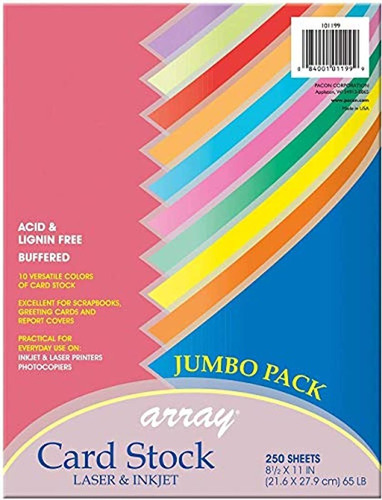 Surtido Colorido Jumbo De 10 Colores, 250 Hojas (8-1/2 Pulga