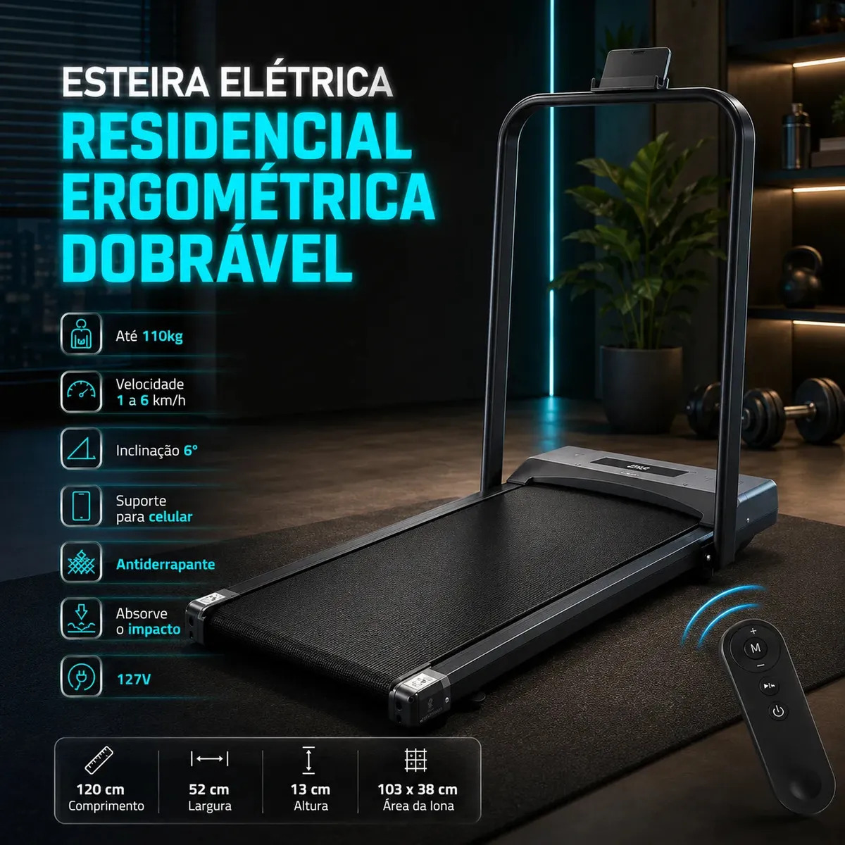 RHEAD Esteira Ergométrica esteira eletrica Corrente doméstica - Preto