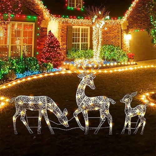 Kit De Renos Con Forma De Adorno Navideño Led, 3 Piezas