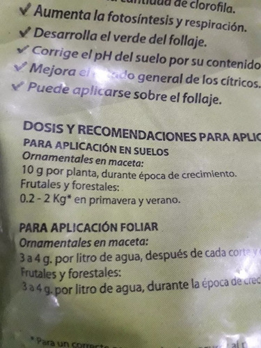 Imagen 6 de 6 de Sulfato De Hierro Fertilizante Granulado Jazmin Limonero 1kg