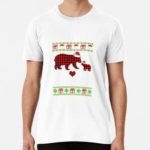 Remera Papa Bear Santa Red Plaid Family Algodon Premium 