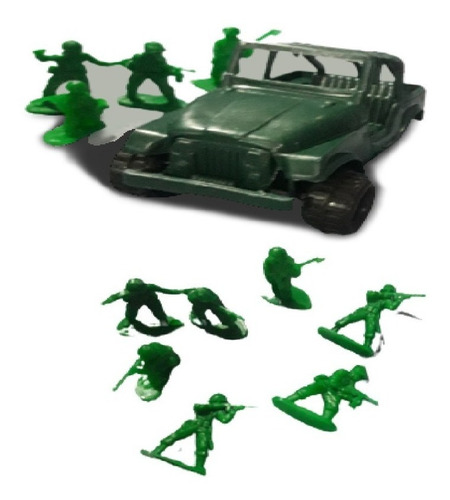 Imagen 1 de 7 de Set Combate Soldados Plastico Con Jeep 8 Soldados Dc271