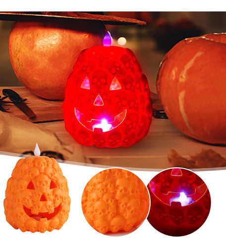 Set De Luces Nocturnas Decoradas Con Calaveras De Calabaza P