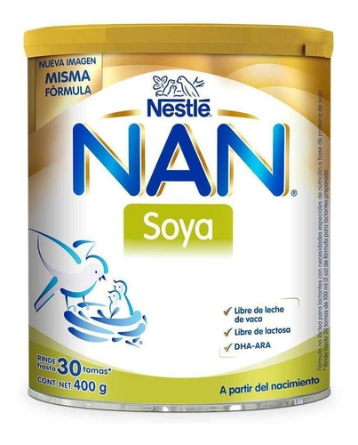 Leche de fórmula en polvo Nestlé Nan Soya en lata de 400g - 0  a 6 meses