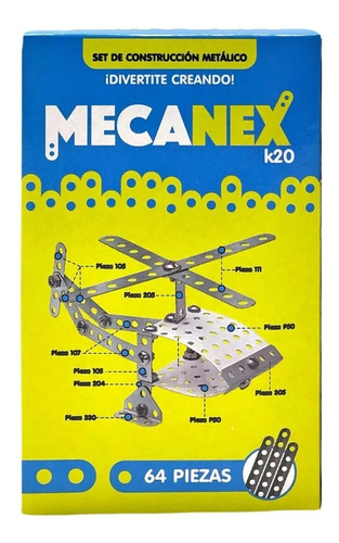 Juego Construcción Metálica Helicoptero 64 Pz Mecanex K20