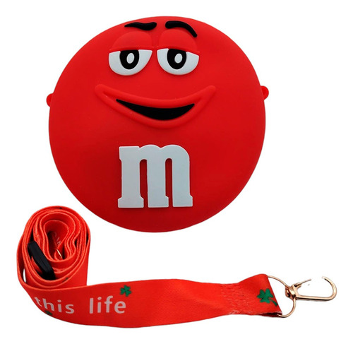 Bolsa De Silicón Diseño De M&ms Con Correa Y Cierre Rojo Mm