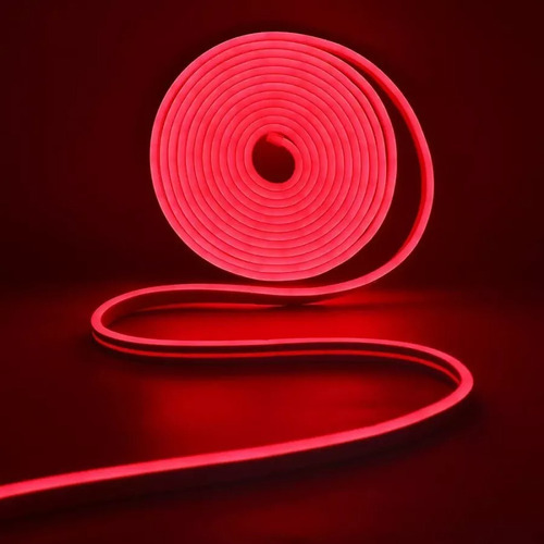 Tira De Led Neon Rojo 5 Mtrs Interior Flexible Decoración 