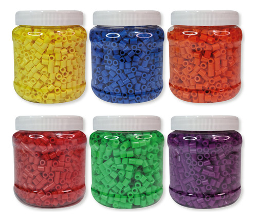 6 Botes Con 1900pz C/u, Colores A Elegir Midi 5mm Hama Beads