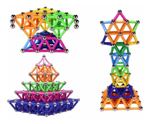 Imagen 4 de 10 de Bloques Magnéticos Magnetic World Palos Imantados 84 Piezas