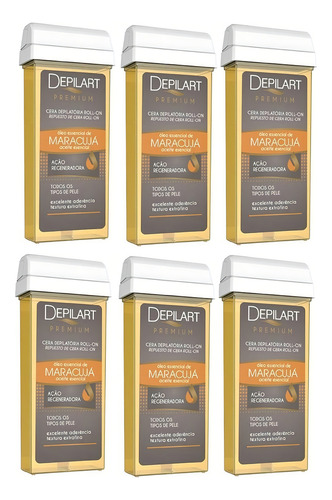 Depilart Kit 6 Uni Cera Depilatória Roll-on Maracujá 100g