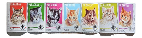 Paraguay Gatos, Serie Yv 1742-1748 Año Niño 1979 Mint L18860